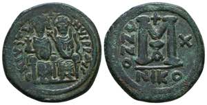 JUSTIN II. 565-578 AD. Æ Follis