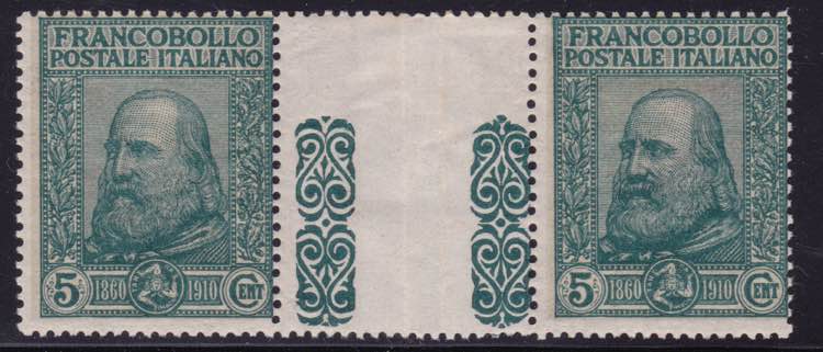 1910 - Garibaldi 5 c. + 5 c. verde ... 