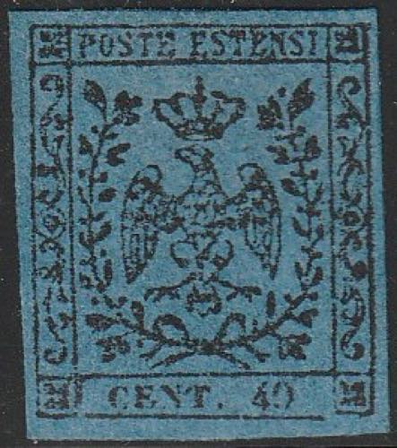 1852 40 c. azzurro scuro n. 6. ... 