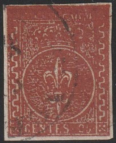 1852 - 25 c. bruno rosso n. 8. ... 