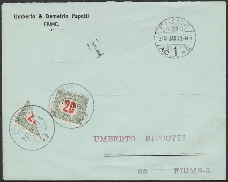 1913 Fiume (Occ. Italiana) lettera ... 