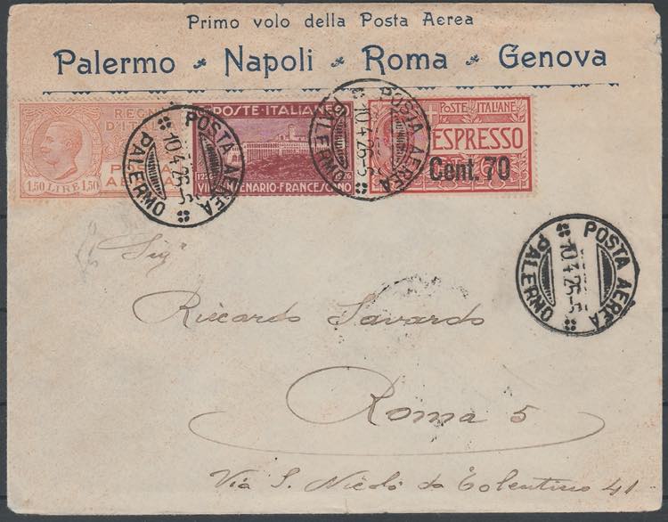 1926 - Primo Volo Palermo - Napoli ... 
