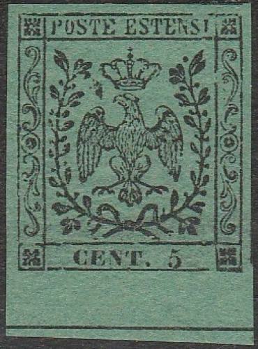 1852 - 5 c. verde senza punto dopo ... 