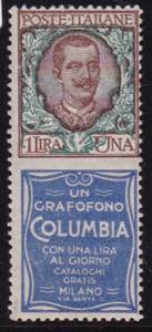 1924-25 - Lire 1 Columbia  n. 19. Cert. E. ... 