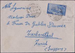 Lettera da Luserna del 10.8.48 per Zurico ( ... 