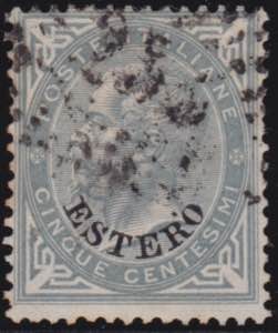 1874 - Levante n. 3 5 cent. numerale a punti ... 