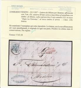 23/1/1857 - Lettera da Milano per ... 