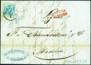 23/1/1857 - Lettera da Milano per Modena ... 