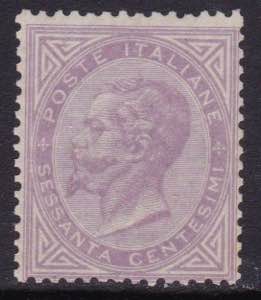 1863 - V. Emanuele II, 60 c. lilla chiaro n. ... 