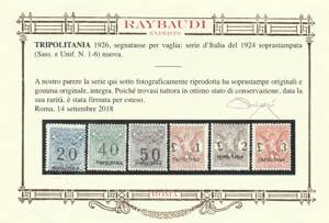 1924 - Segnatasse Vaglia n. 1/6. ... 