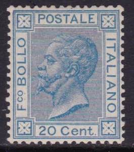 1867 - Emanuele II 20 c. azzurro con ... 