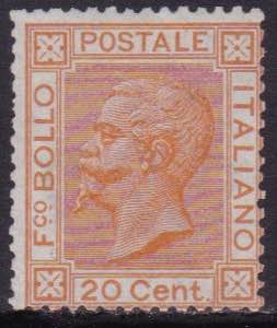 1877 - Emanuele II 20 ocra arancio n. 28 ... 