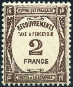 1931 - Segnatasse, cifra in ovale 2 fr. ... 