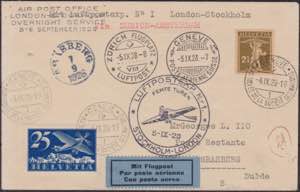 4-9-1928 - Volo speciale notturno, Ginevra / ... 