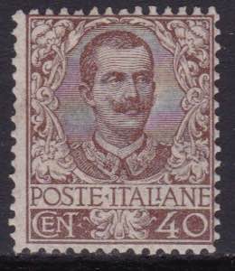 1901 - Floreale 40 c. bruno n. 74. Cert. ... 