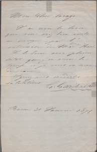 Lettera datata Roma 31 Gennaio 1874 su carta ... 