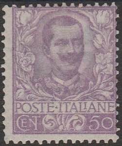 1901 - Floreale 50 c. malva n. 76. Cert. ... 