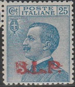 1921 - 25 c. azzurro n. 16. Cert. E. Diena. ... 