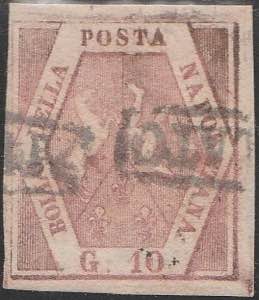 1858 - 10 gr. rosa brunastro n. 10. Cat. € ... 