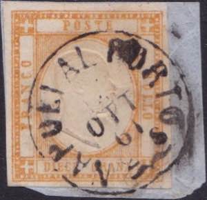 1861 - Effige di V. Emanuele 10 gr. arancio ... 