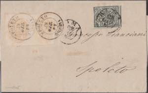 1866 - Piego di lettera da Roma per Spoleto, ... 