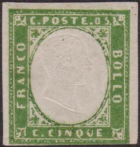  1857 - 5 c. verde giallo della VI emissione ... 
