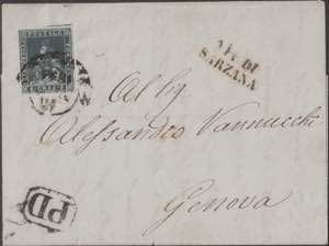 1854 - Piego di lettera da Firenze per ... 