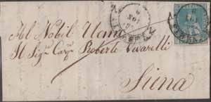 1857 - Piego di lettera da Firenze per ... 