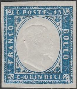 1863 - Effige di V. E. II. c. 15 azzurro n. ... 