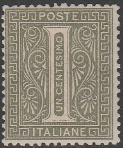 1863 - 1 c. verde grigio chiaro n. L 14. ... 