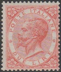 1863 - Vittorio Emanuele II L. 2 scarlatto ... 
