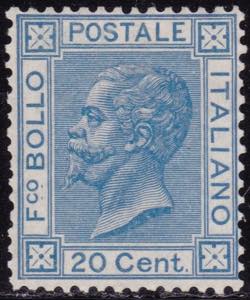 1867 - Vitt. Emanuele 20 c. azzurro, n. T26 ... 