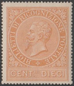 1874 - 10 C. ocra arancio n. 1. Cert. ... 