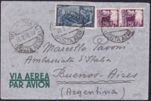 1949 lettera da Roma diretta a Buenos Aires, ... 
