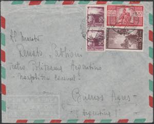 1950 Democratica lire 100 su lettera aerea ... 