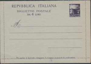 1946 biglietto postale Democratica lire 4 ... 