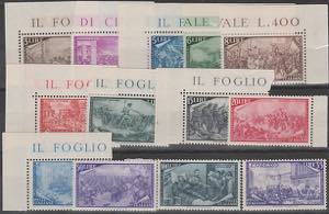 1948 - Risorgimento n. 580/91+E32. Cat. € ... 