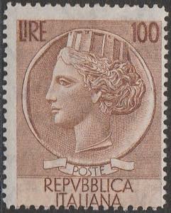 1955 - 100 Lire bruno dentellato 13¼ x 14 ... 