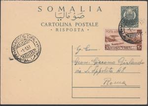Cartolina 1951 Somalia AFIS - intero postale ... 