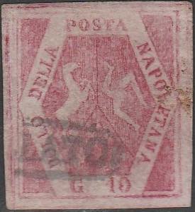 1858 - 10 gr. rosa brunastro n. F4. Cert. R. ... 