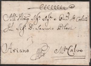 Lettera 1777 prefilatelica da Napoli a ... 