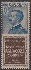 1924-25 - 25 c. Tagliacozzo n. 8. Cert. ... 