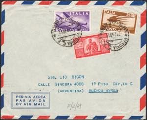 Lettera di posta aerea da Verona del 7.12.49 ... 