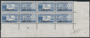 Pacchi Postali 1954 - L. 1000 in blocco da ... 