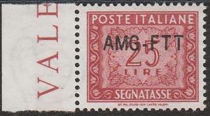 Segnatasse - 1954 L. 25 rosso bruno con ... 
