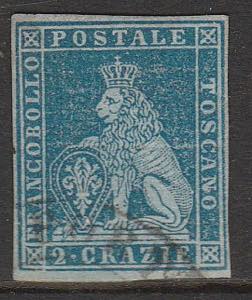1851-52 - 2 cr. azzurro chiaro su grigio ben ... 