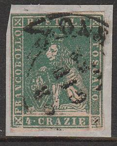 1857 - Marzocco 4 cr. verde giallastro su ... 