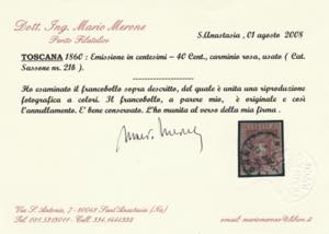 1860 - 40 c. carminio rosa n. 21b, ... 