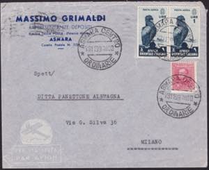 Lettera di posta aerea da Asmara del ... 