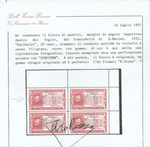 1932 - Garibaldi 20 cent. stampato ... 